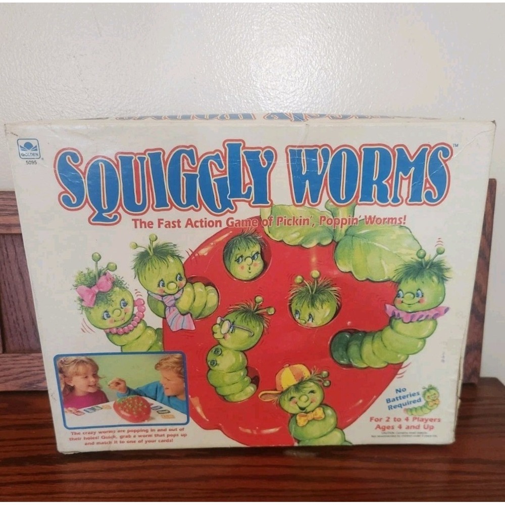 VINTAGE Squiggly Worms‎ WORKS COMPLETE Golden 1991 Kids Apples Toys
